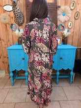 Load image into Gallery viewer, Umgee Olive Floral Tiered Maxi Dress