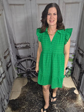Load image into Gallery viewer, Ruffled Cap Sleeve Mid-Length Dress-Green - Jeans Jewels and Jesus Boutique