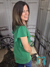 Load image into Gallery viewer, Ruffled Sleeve Solid Top-Kelly Green - Jeans Jewels and Jesus Boutique