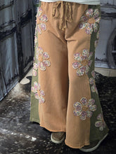 Load image into Gallery viewer, Rust Flower Patchwork Terry Knit Pant - Jeans Jewels and Jesus Boutique