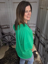Load image into Gallery viewer, Solid Raw Hem Top-Kelly Green - Jeans Jewels and Jesus Boutique