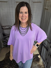 Load image into Gallery viewer, Solid Raw Hem Top-Lilac - Jeans Jewels and Jesus Boutique