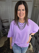 Load image into Gallery viewer, Solid Raw Hem Top-Lilac - Jeans Jewels and Jesus Boutique
