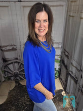 Load image into Gallery viewer, Solid Raw Hem Top-Royal Blue - Jeans Jewels and Jesus Boutique