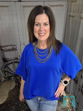 Load image into Gallery viewer, Solid Raw Hem Top-Royal Blue - Jeans Jewels and Jesus Boutique