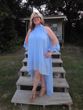 Load image into Gallery viewer, Spring High-Low Halter Maxi Dress-Dove Blue - Jeans Jewels and Jesus Boutique