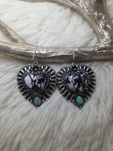 Load image into Gallery viewer, Western Heart Hand Stone Dangle Earrings - Jeans Jewels and Jesus Boutique