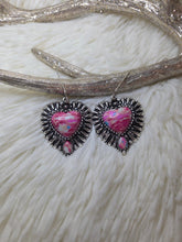 Load image into Gallery viewer, Western Heart Hand Stone Dangle Earrings - Jeans Jewels and Jesus Boutique