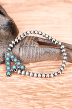 Load image into Gallery viewer, Turquoise Beaded Initial Silver Pearl Bracelet - 15 Letters