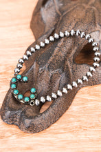Load image into Gallery viewer, Turquoise Beaded Initial Silver Pearl Bracelet - 15 Letters