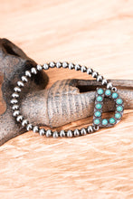 Load image into Gallery viewer, Turquoise Beaded Initial Silver Pearl Bracelet - 15 Letters