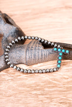 Load image into Gallery viewer, Turquoise Beaded Initial Silver Pearl Bracelet - 15 Letters