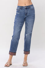 Load image into Gallery viewer, Paisley Patch Cuff Boyfriend Jean
