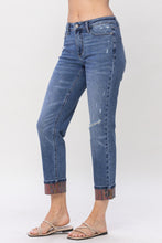Load image into Gallery viewer, Paisley Patch Cuff Boyfriend Jean
