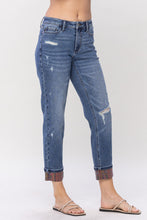 Load image into Gallery viewer, Paisley Patch Cuff Boyfriend Jean
