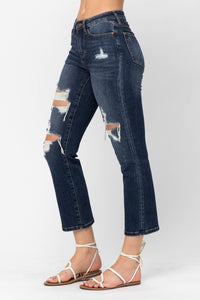 Judy Blue Mid Rise Straight Cropped Jean