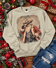 Load image into Gallery viewer, Cowboy Santa with Crystals Sweatshirt

