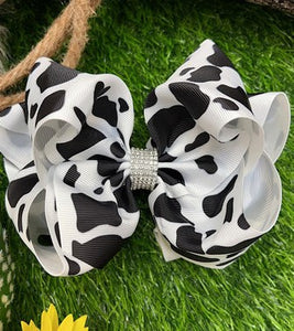 Girls Cow Spotted Hair Bow
