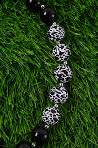 Girls Bubble Gum Necklace - Black & White Spotted
