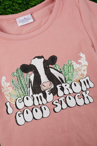 Girls Set "I Came From Good Stock" Tee & Bell Bottoms