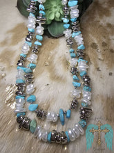 Load image into Gallery viewer, 2 Strand Turquoise And White Beaded Necklace - Jeans Jewels and Jesus Boutique
