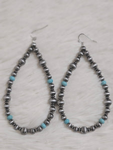 Navajo Style Pearl And Bead Dangle Earring