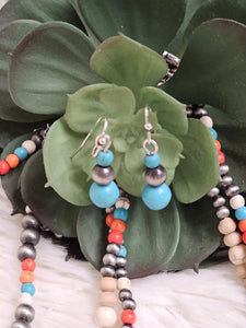 Western Navajo Style Pearl and Bead Layered Necklace Set - 2 Colors