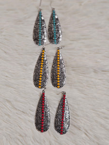 Western Texture Teardrop Dangle Earrings - 3 Colors