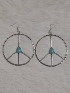 Western TQ Peace Sign Dangle Earrings