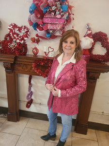 Spotlight Worthy Pink Sequin Blazer