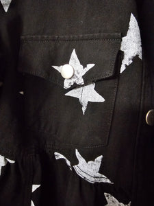 Star Print Raw Edge Shirt Jacket