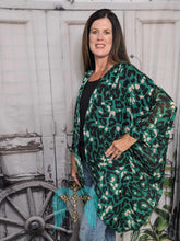 Load image into Gallery viewer, Forest Green Leopard Print Kimono Cardigan
