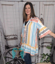 Load image into Gallery viewer, Front Tie Bell Sleeve Multi-Color Cardigan
