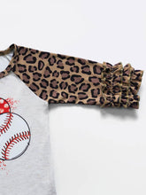 Load image into Gallery viewer, Love Basesball Leopard Ruffle Sleeve Raglan-Girls
