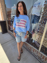 Load image into Gallery viewer, 4th Of July Patchwork Top-Light Blue - Jeans Jewels and Jesus Boutique
