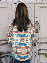 Load image into Gallery viewer, Teal Aztec Western Shacket
