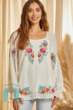 Load image into Gallery viewer, Swiss Dot Blouse with Embroidered Accents - Ivory
