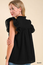 Load image into Gallery viewer, Black Ruffle Cap Sleeve Top
