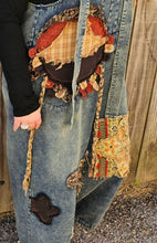 Load image into Gallery viewer, Denim Patched Capri Overalls
