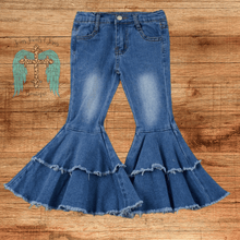 Load image into Gallery viewer, Girls Light Blue Denim Bell Bottoms
