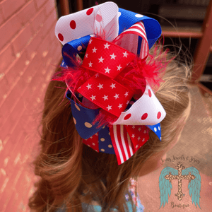 Girls Patriotic Hair Bow