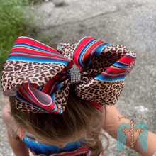 Load image into Gallery viewer, Girls Serape and Cheetah Hair Bow
