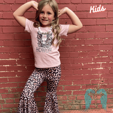 Girls Set Howdy Tee & Leopard Printed Bells
