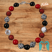 Load image into Gallery viewer, Girls Bubble Gum Necklace - Red with Cow Spots
