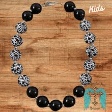 Load image into Gallery viewer, Girls Bubble Gum Necklace - Black &amp; White Spotted

