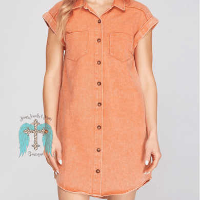 Shopping Ready Shirt Dress-Peach