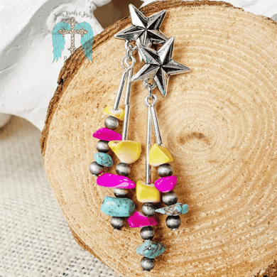 Shooting Star Multi-Color Chip Stone Earrings