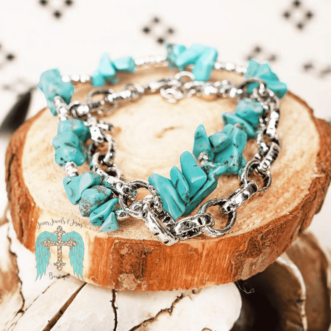 Clarksville Turquoise Chip Stone Bracelet Set
