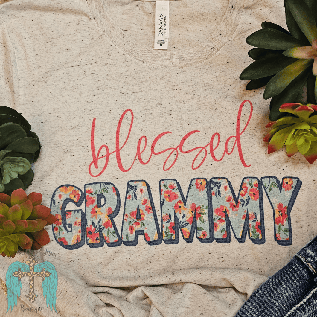 Grammy Floral Blessed Tee