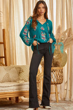 Load image into Gallery viewer, Teal Floral Embroidered Top
